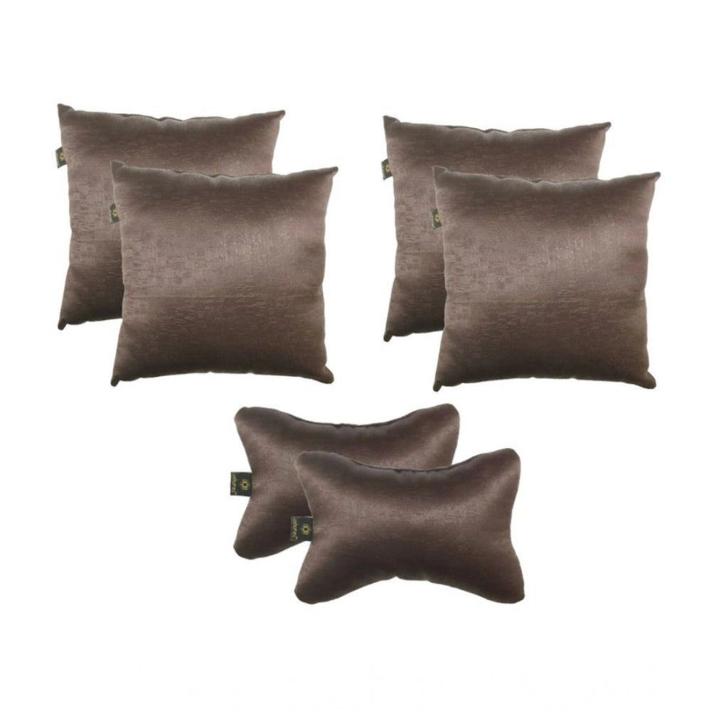 Generic Pack Of_6 Polyester Solid Car Pillow Sets (Grey, Size: 12x12 In)