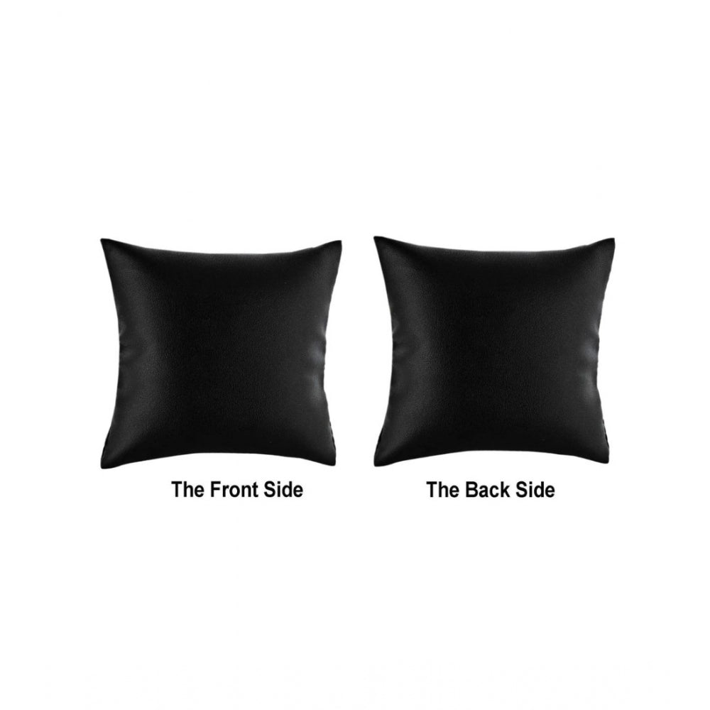 Generic Pack Of_6 Polyester Solid Car Pillow Sets (Black, Size: 12x12 In)