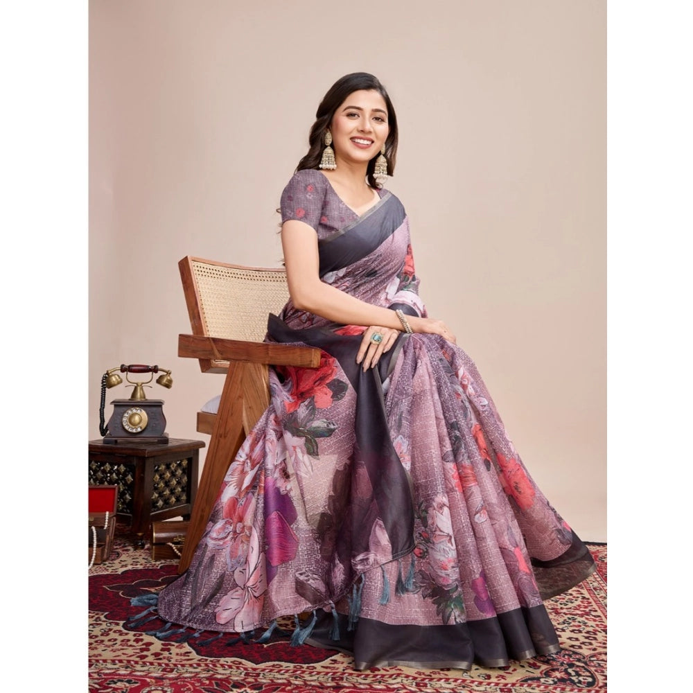 Women's Georgette Embroidered Saree With Unstitched Blouse (5.5Mtr, Multicolor)