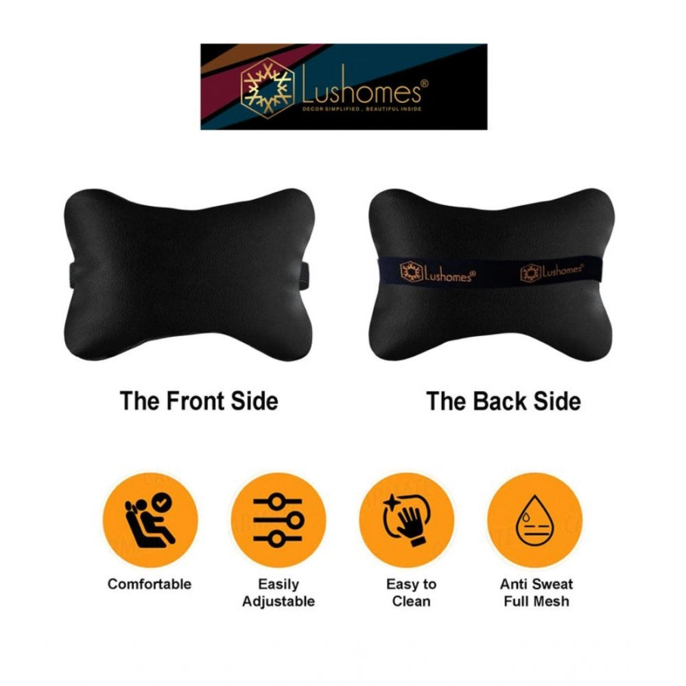 Generic Pack Of_6 Polyester Solid Car Pillow Sets (Black, Size: 12x12 In)