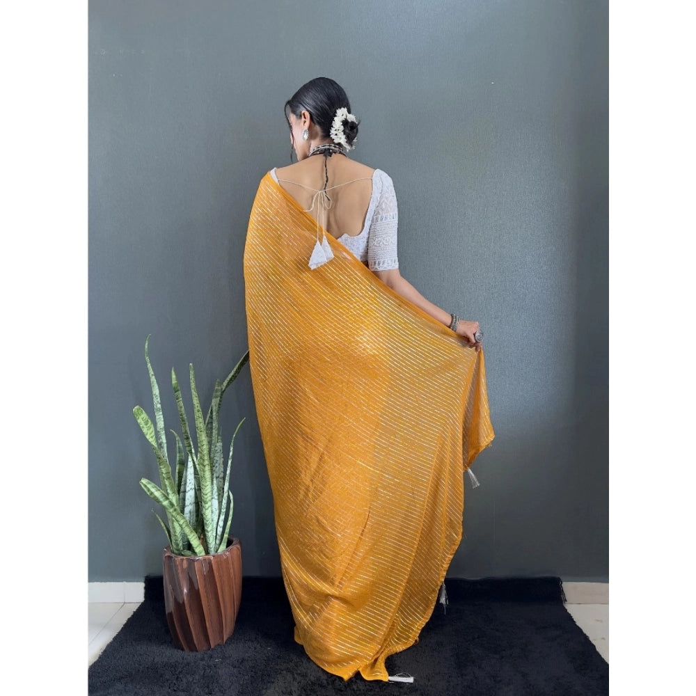Women's Chiffon Woven Bollywood Saree With Unstitched Blouse (5.5Mtr, Mustard)