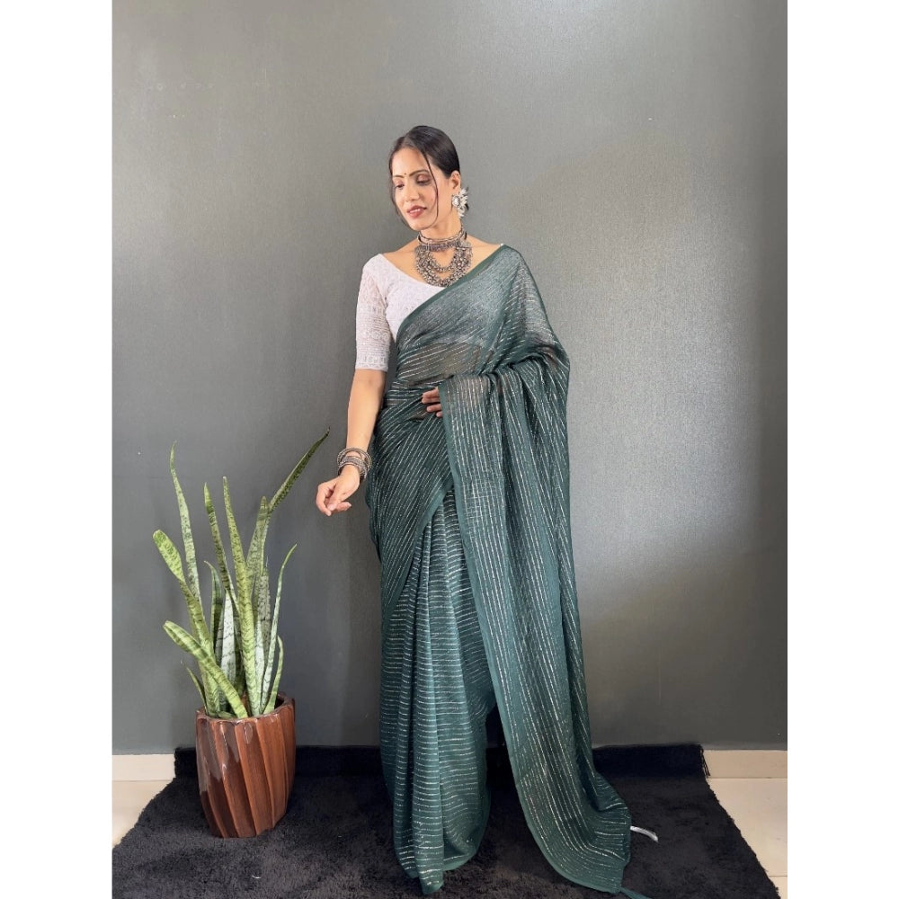 Women's Chiffon Woven Bollywood Saree With Unstitched Blouse (5.5Mtr, Green)